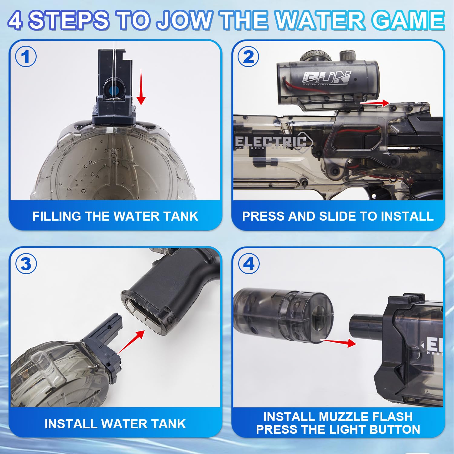 Houscly powerful electric drive ensures strong, consistent water streams.