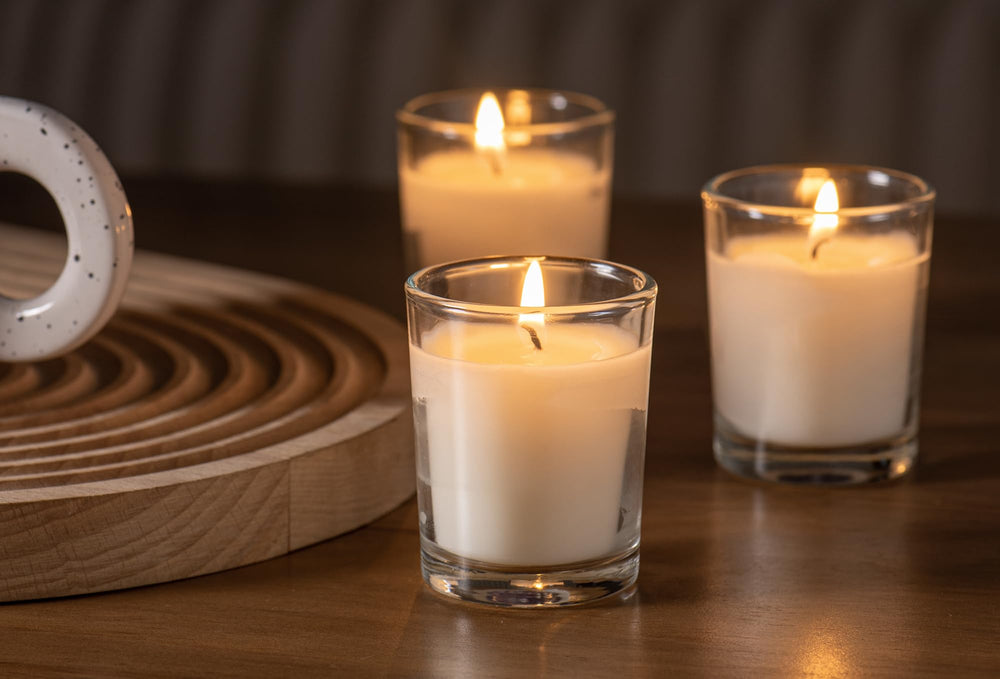 Housecret 2x2.5-inch votives ideal for lanterns and mantels.