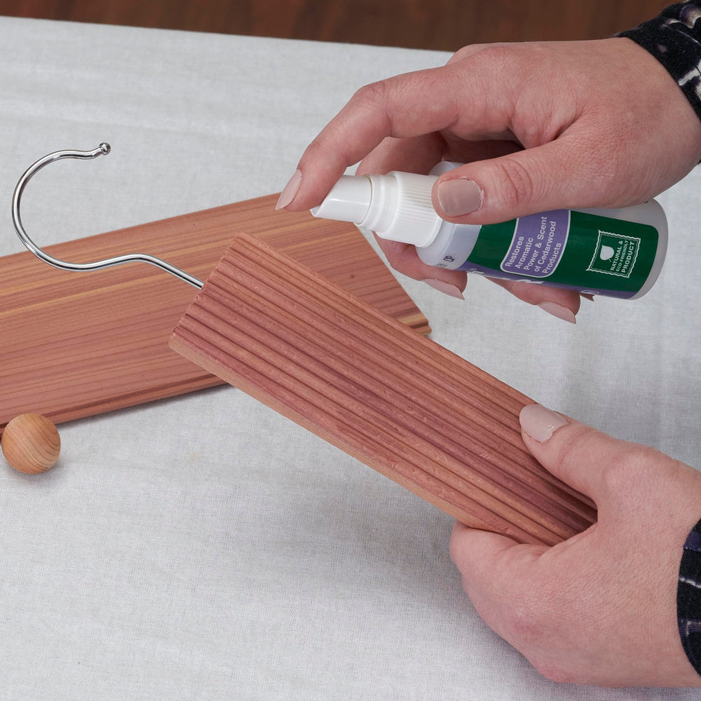 Made in USA, Household Essentials CedarPower Spray keeps cedar fresh.