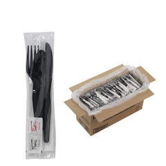 Houzzkingz USA 100 plastic cutlery packets wrapped for sanitary grab-and-go meals