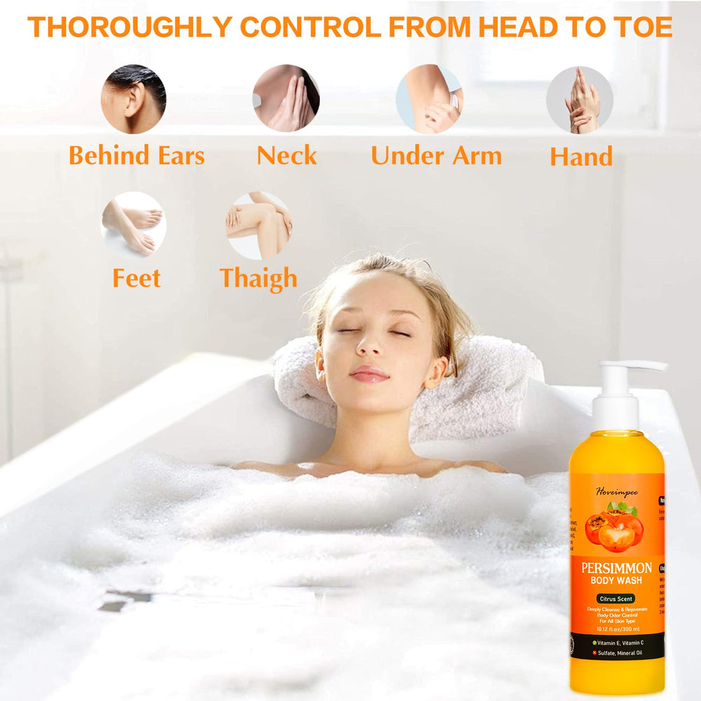 Hoveimpee Persimmon shower foam pour ready for head-to-toe cleansing