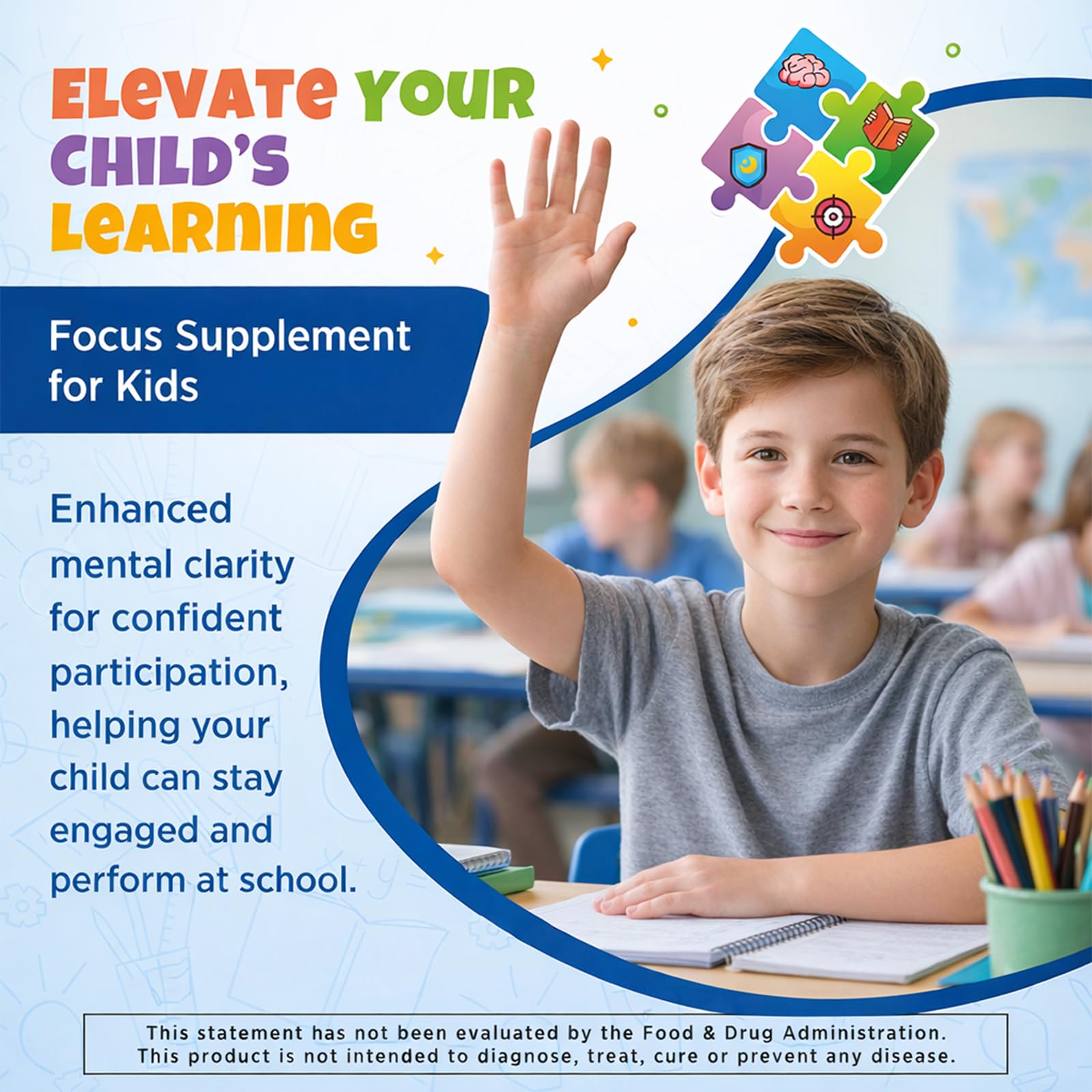 Hovika Kids Focus dropper dispensing precise doses for study routines.