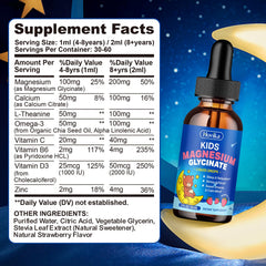 Hovika Kids magnesium glycinate strawberry flavor drops shown for kid-friendly taste