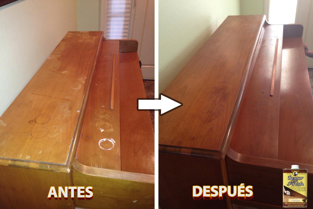 Howard Restor-A-Finish repairing scratches and blemishes for a seamless look on wood.