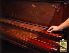 Howard Restor-A-Finish removing white heat rings and water marks from wood.