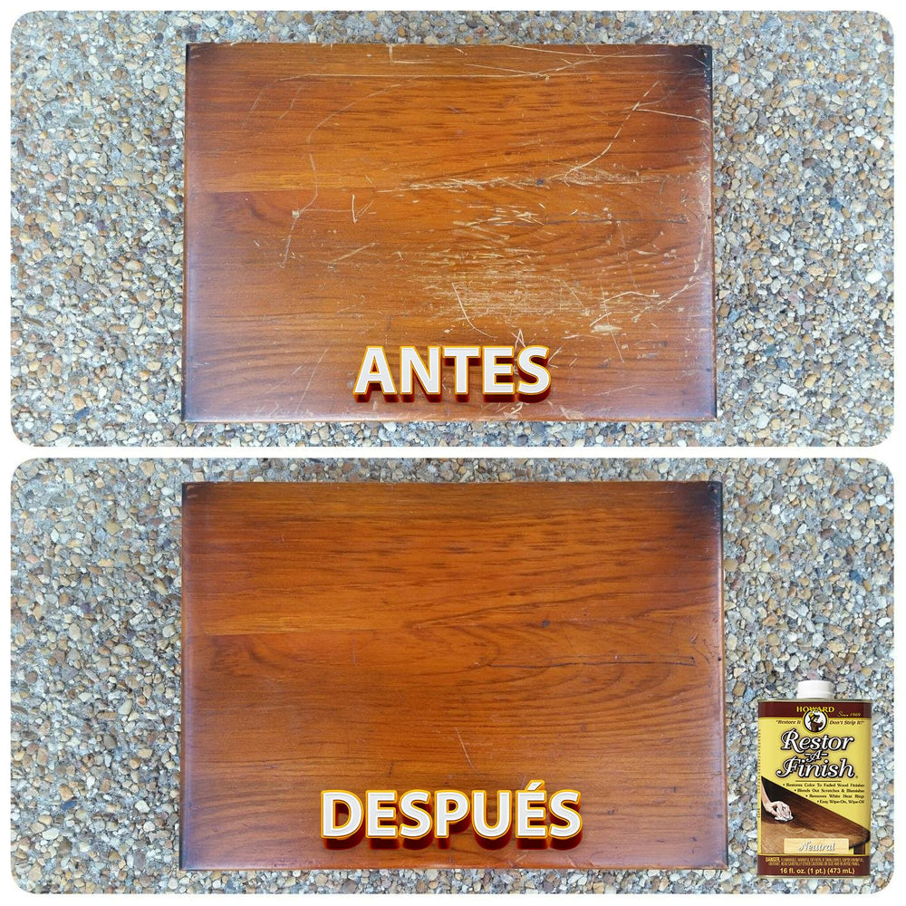 Howard Restor-A-Finish wipe-on, wipe-off finish revitalizes wood without stripping.