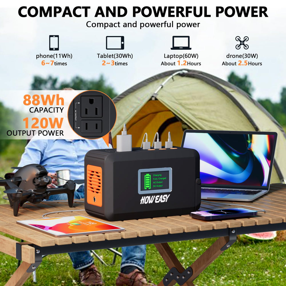 HOWEASY portable power station with hidden handle for convenient carrying on outdoor adventures