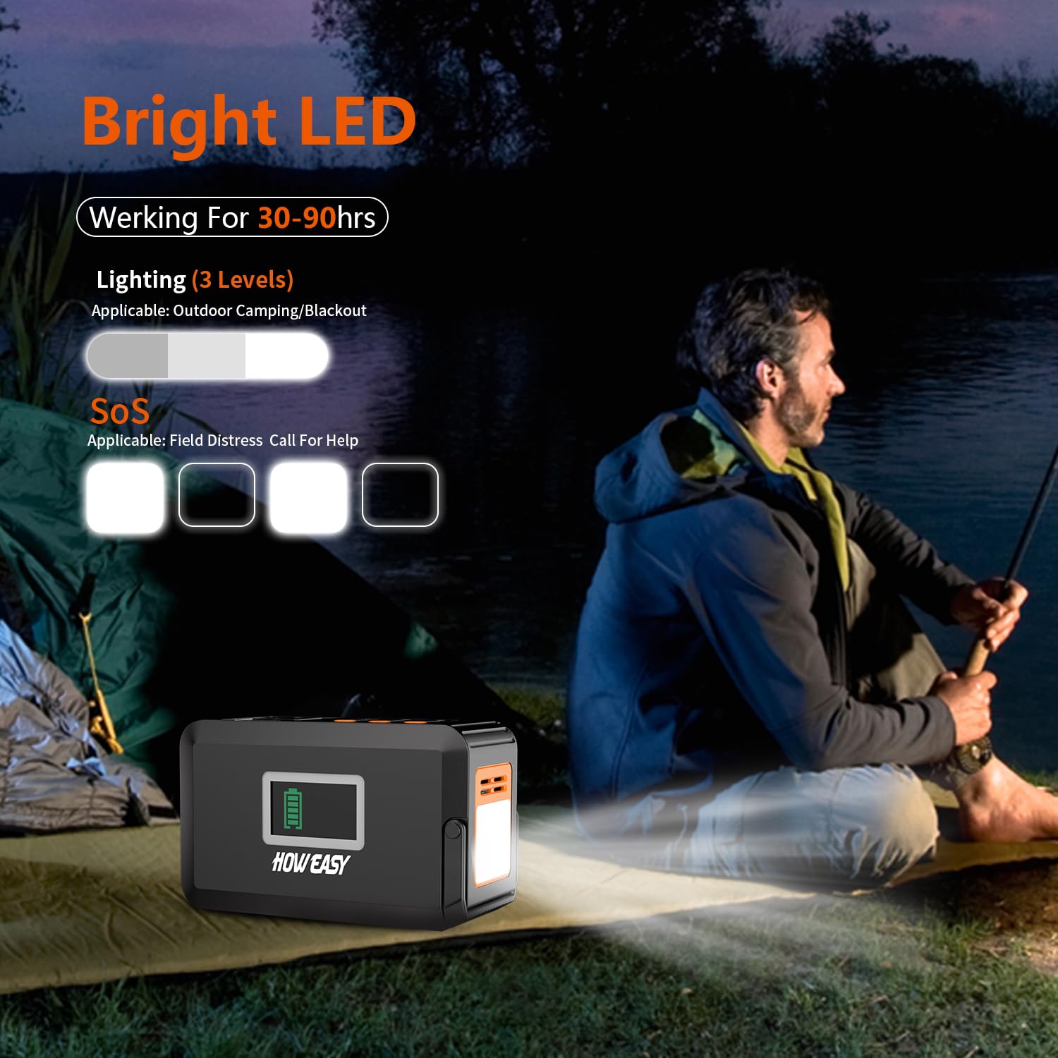 HOWEASY lighting modes offer bright illumination for camping or emergencies