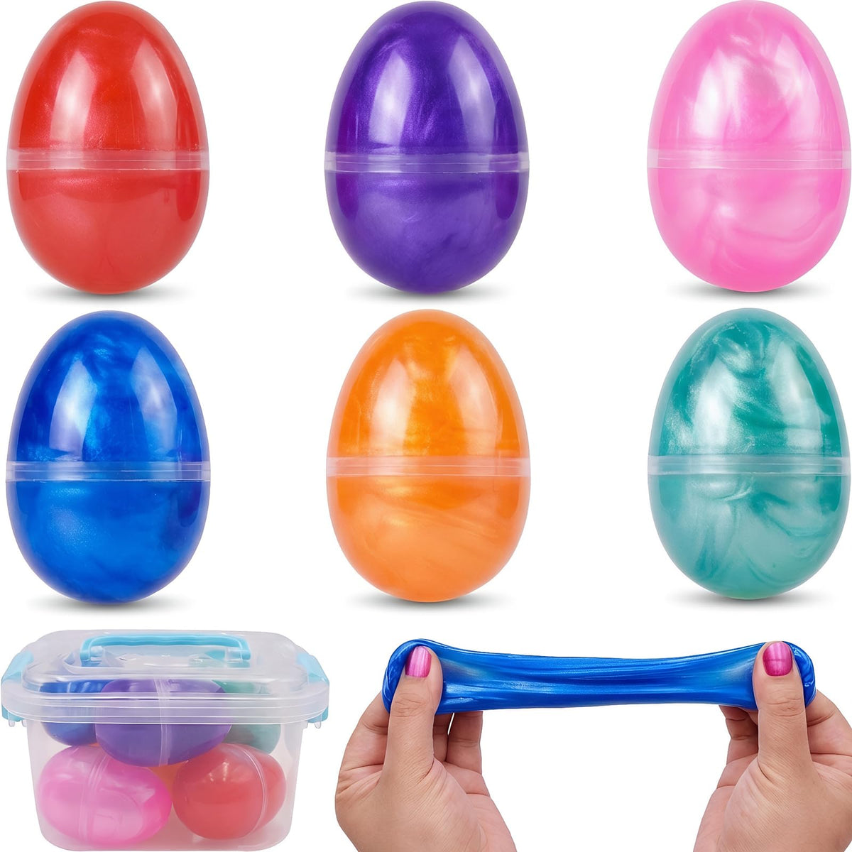 Howzcci Easter eggs slime set with colorful shells for Easter hunts.