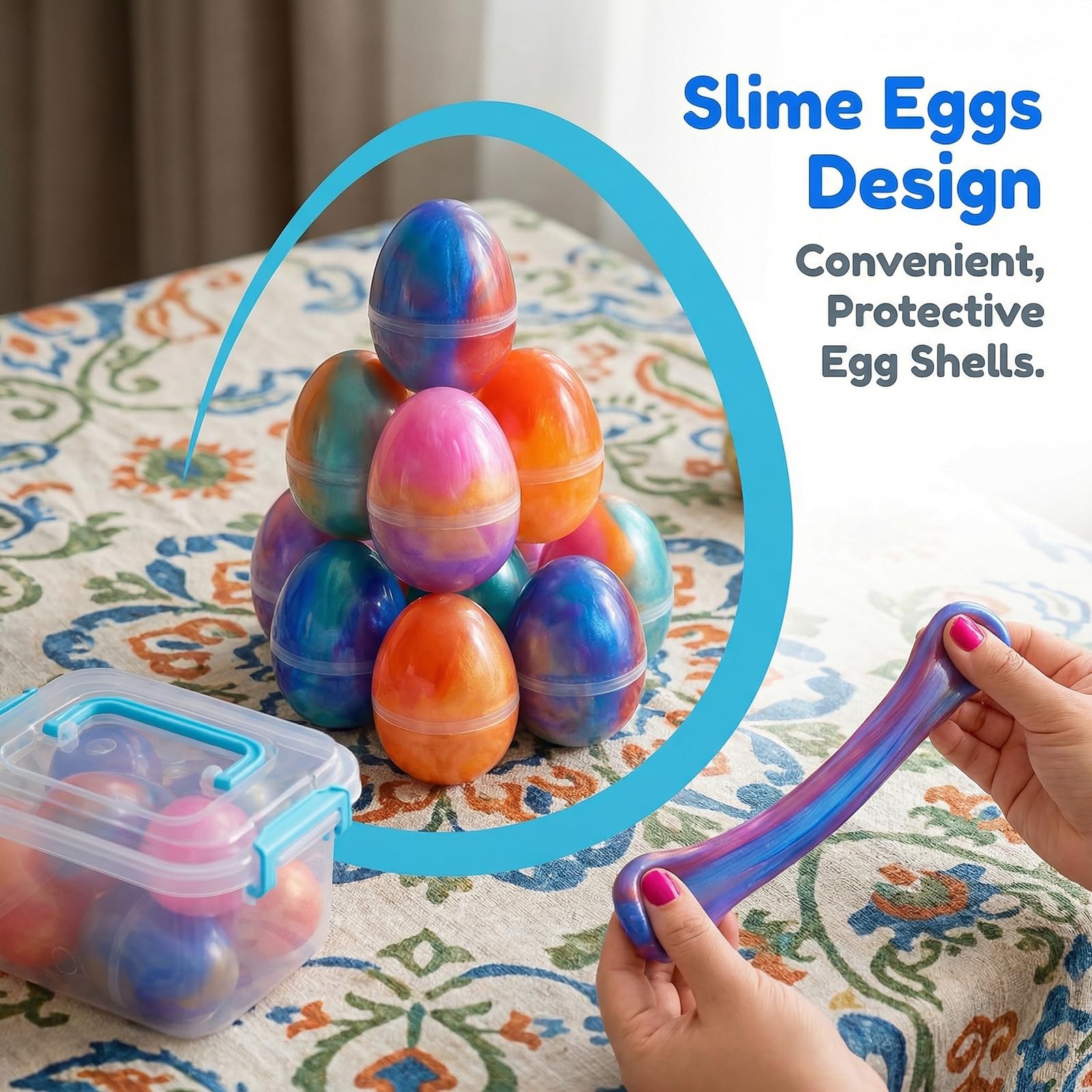 Howzcci slime eggs as Easter basket fillers, adding color and surprise to baskets.