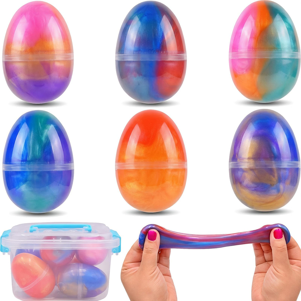 Howzcci slime eggs in a colorful pack, perfect for Easter egg hunts and imaginative play.