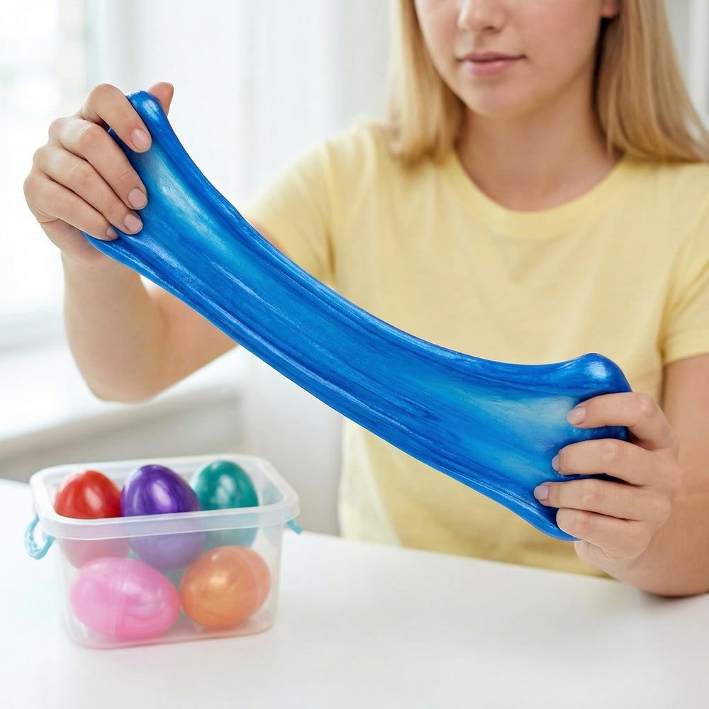 Howzcci stretchy, non-sticky slime aids tactile play.
