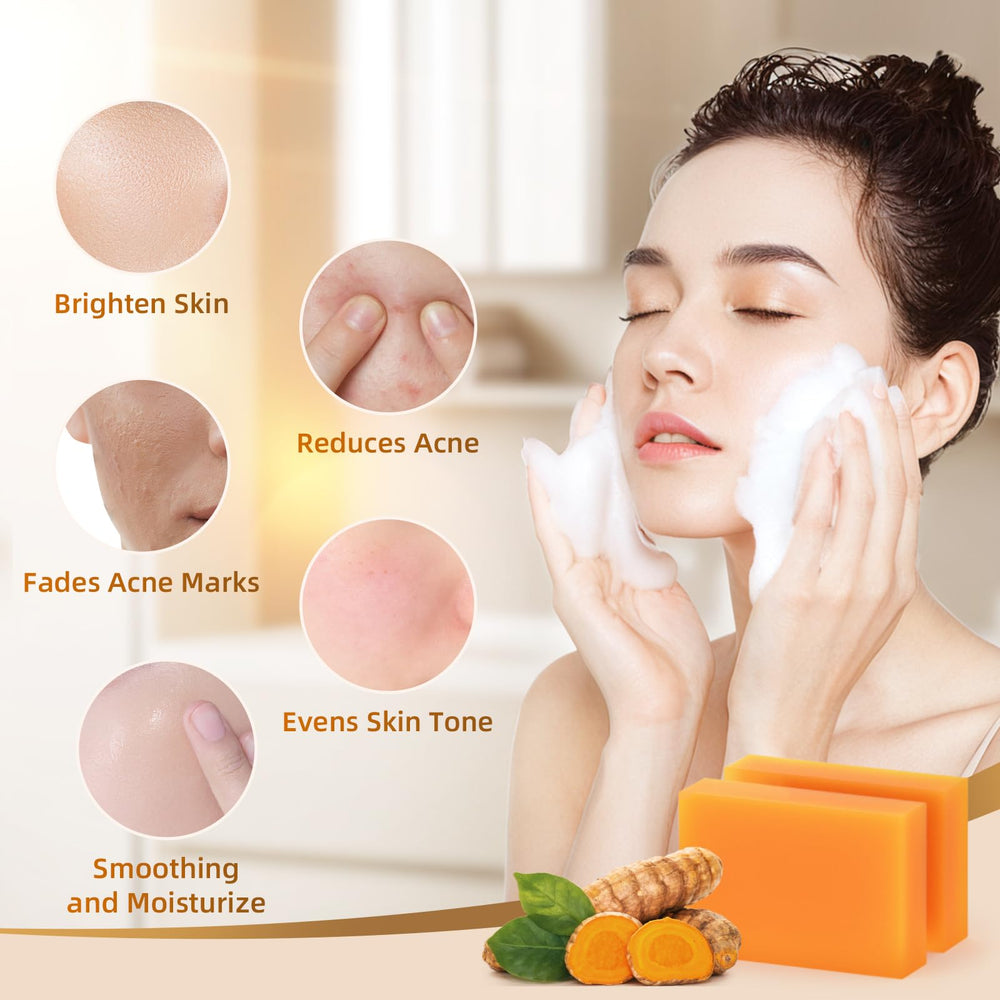 HOYEHOLA Kojic Turmeric Soap Bar for body use adds moisture while cleansing.