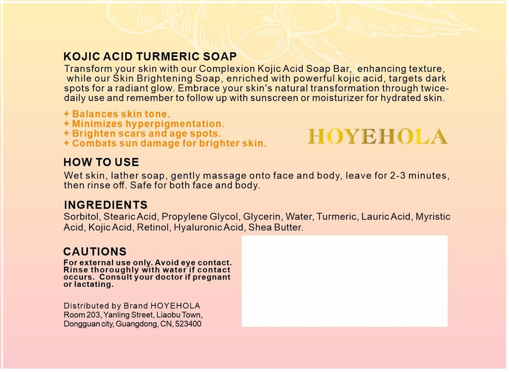 HOYEHOLA Kojic Turmeric Soap Bar gift-set image emphasizes value and care.