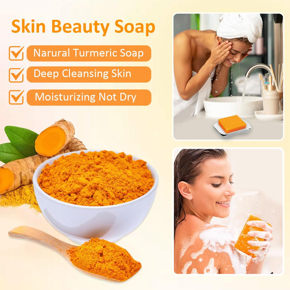 HOYEHOLA Kojic Turmeric Soap Bar natural ingredients showcase for nourishing care.