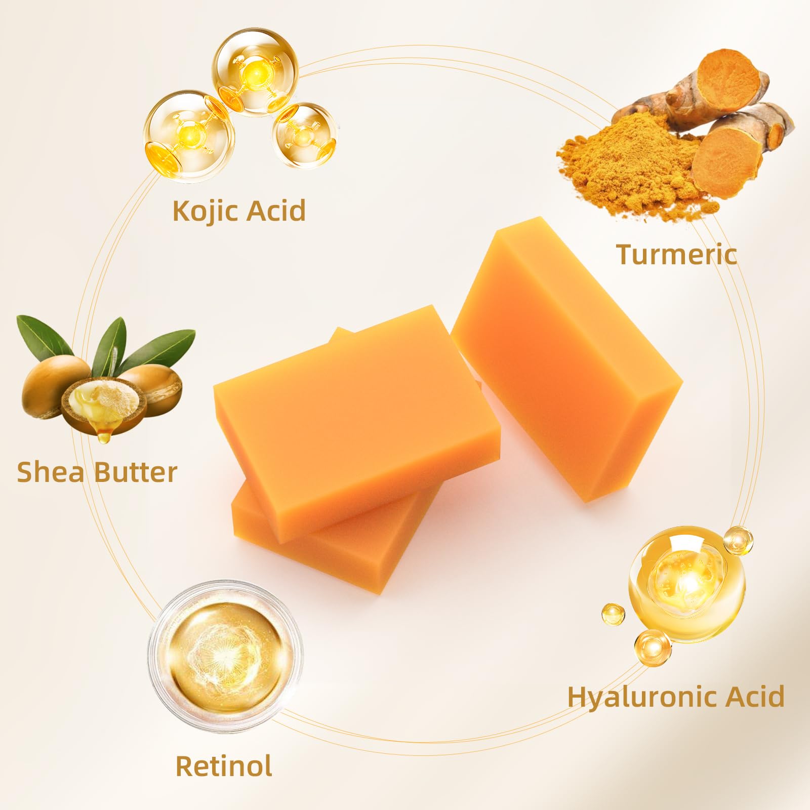 HOYEHOLA Kojic Turmeric Soap Bar swirl design boosts luxurious spa-like feel.