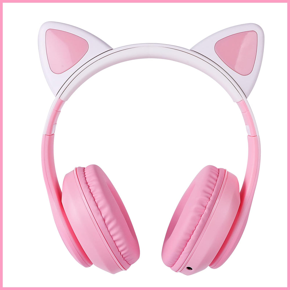 HOYJACY cat ear headphones pink with built-in mic for calls