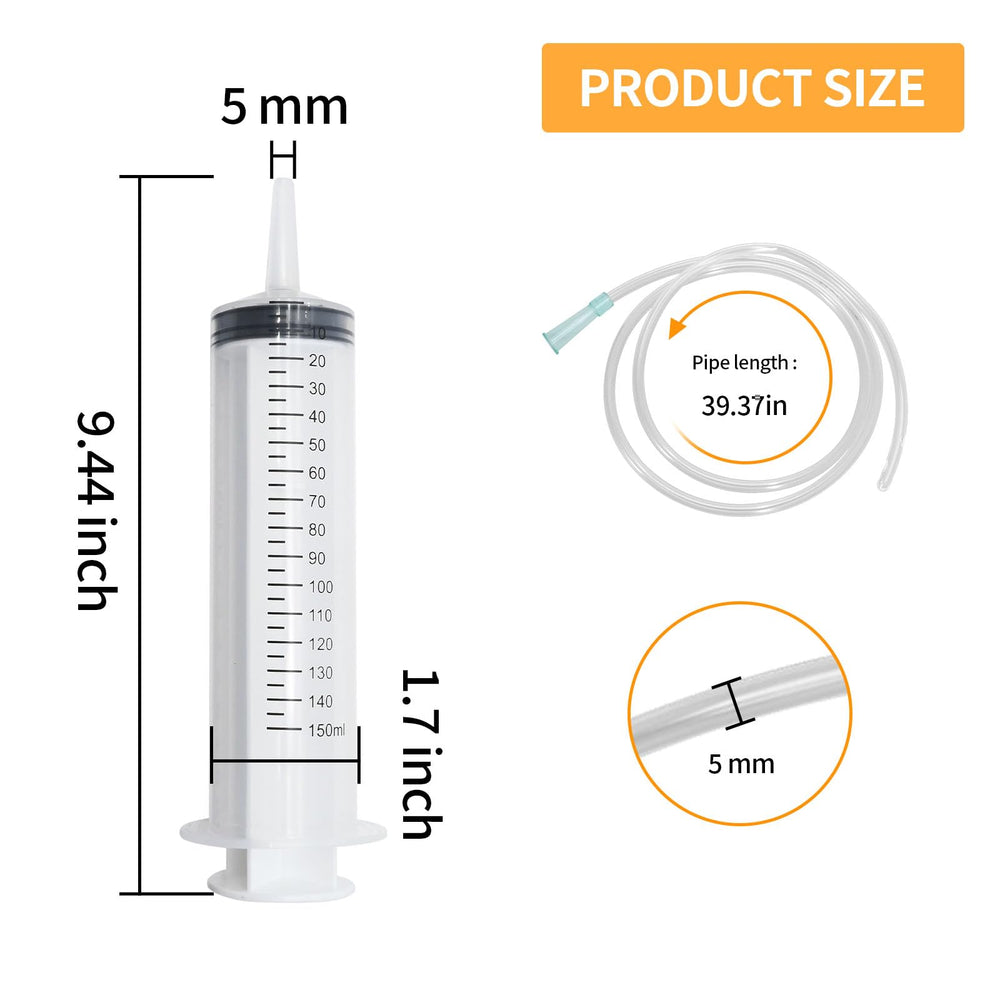 Hoypeyfiy 40-inch plastic tubing connected to syringe for versatile liquid transfer