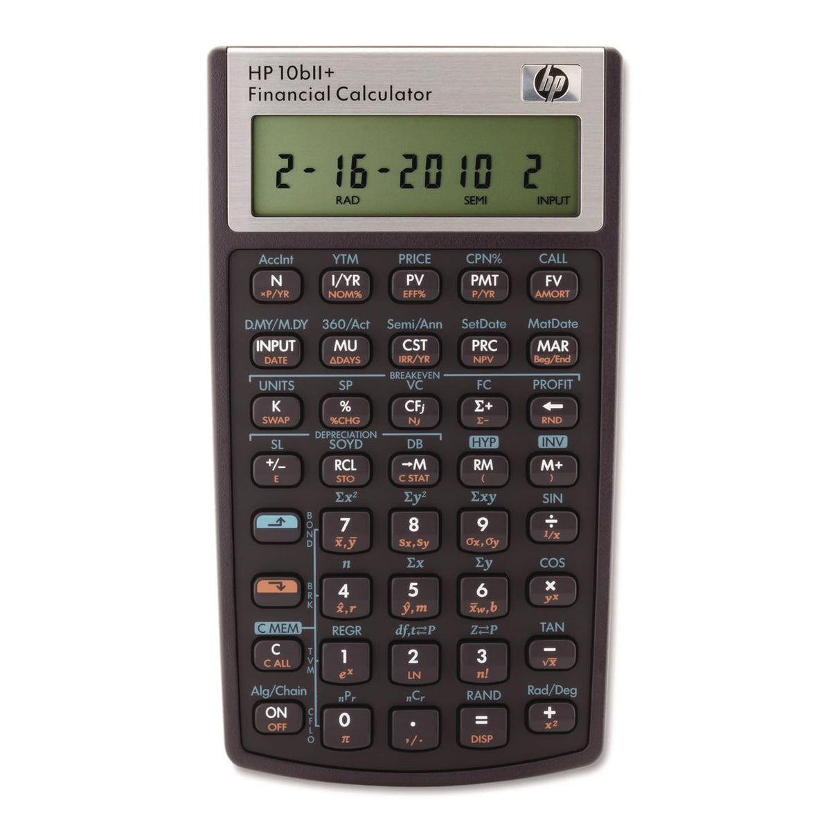 HP 2716570 10bII+ front view for quick reference during calculations