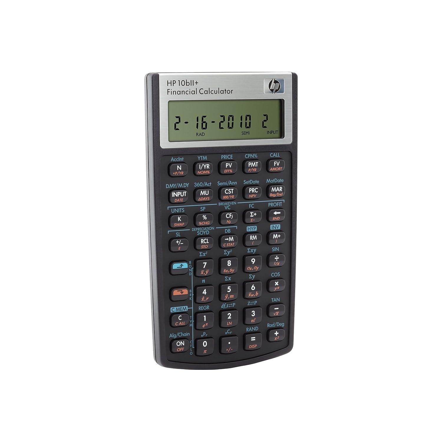 HP 2716570 10bII+ keyboard close-up highlighting intuitive layout for fast keystrokes