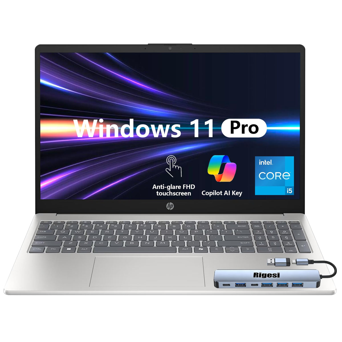 HP laptop closed in natural silver for portable professional use.