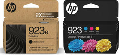 HP 923e EvoMore black ink cartridge 2-pack delivers crisp text and reliable performance.