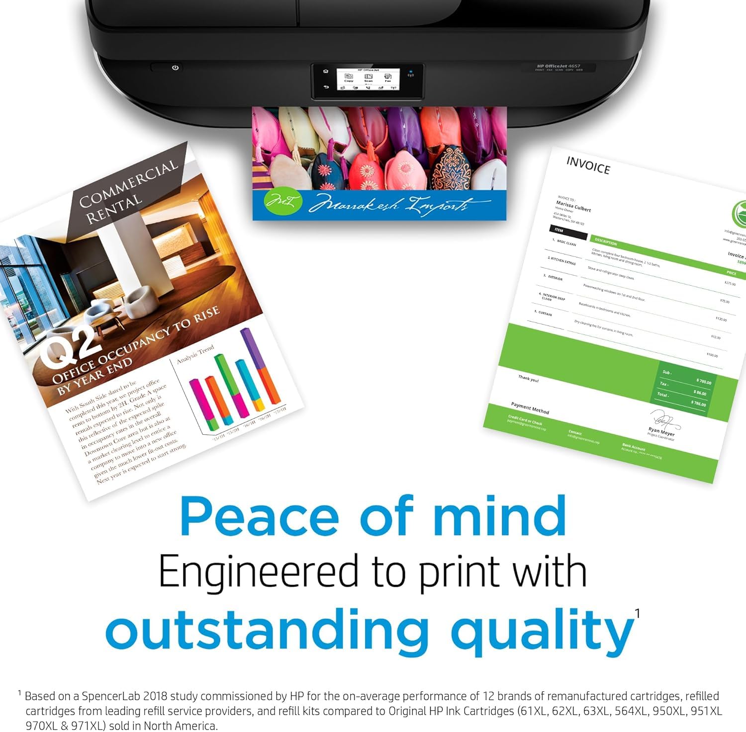 HP 923e EvoMore smear-resistant black ink resists smearing when highlighted.
