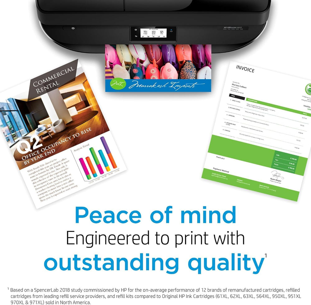 HP 923e EvoMore smear-resistant black ink resists smearing when highlighted.