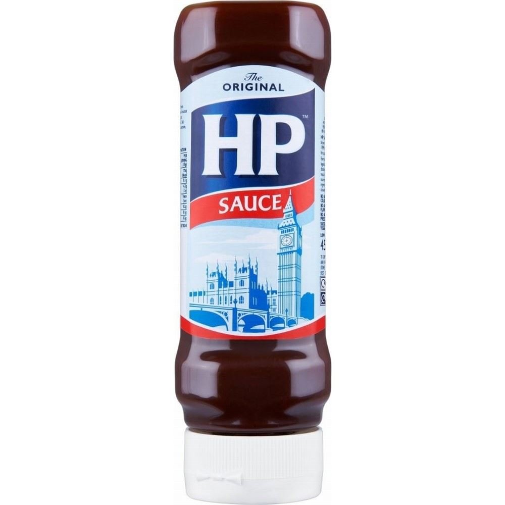 HP Sauce Original top-down bottle pour delivers bold flavor for burgers and fries