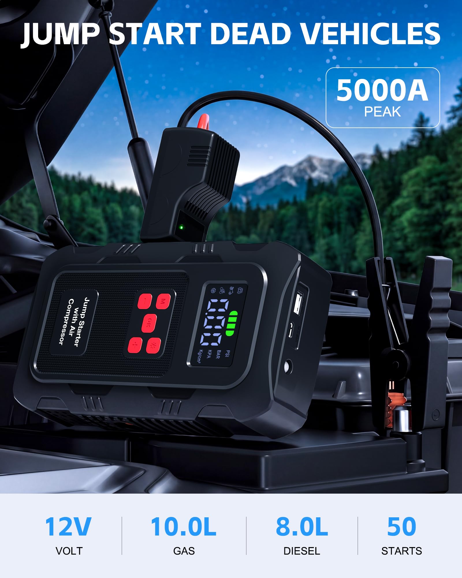 HPBS 5000A side panel highlights USB ports for convenient on-the-go charging.