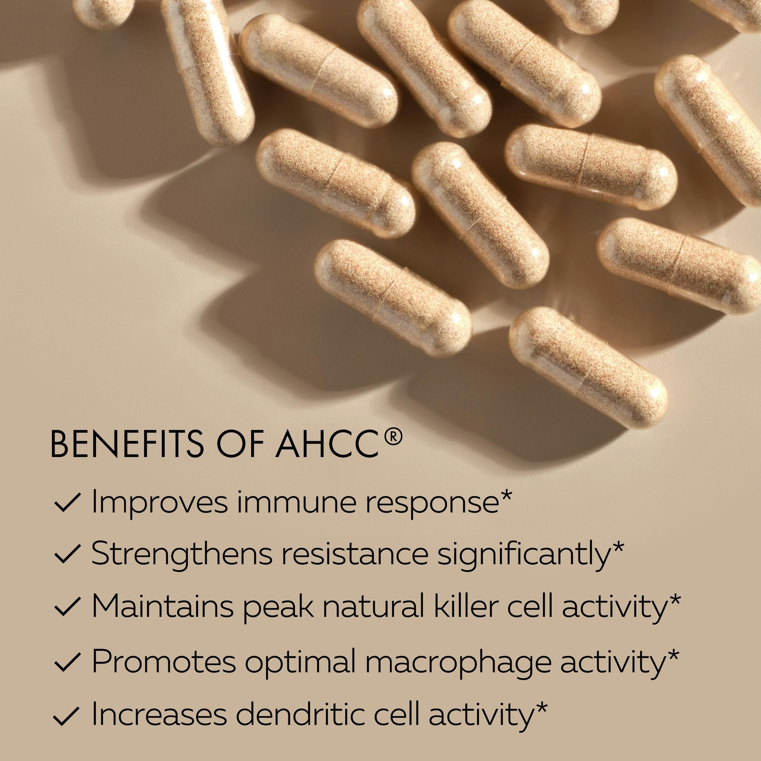Shiitake extract label with 1100 mg AHCC per serving.