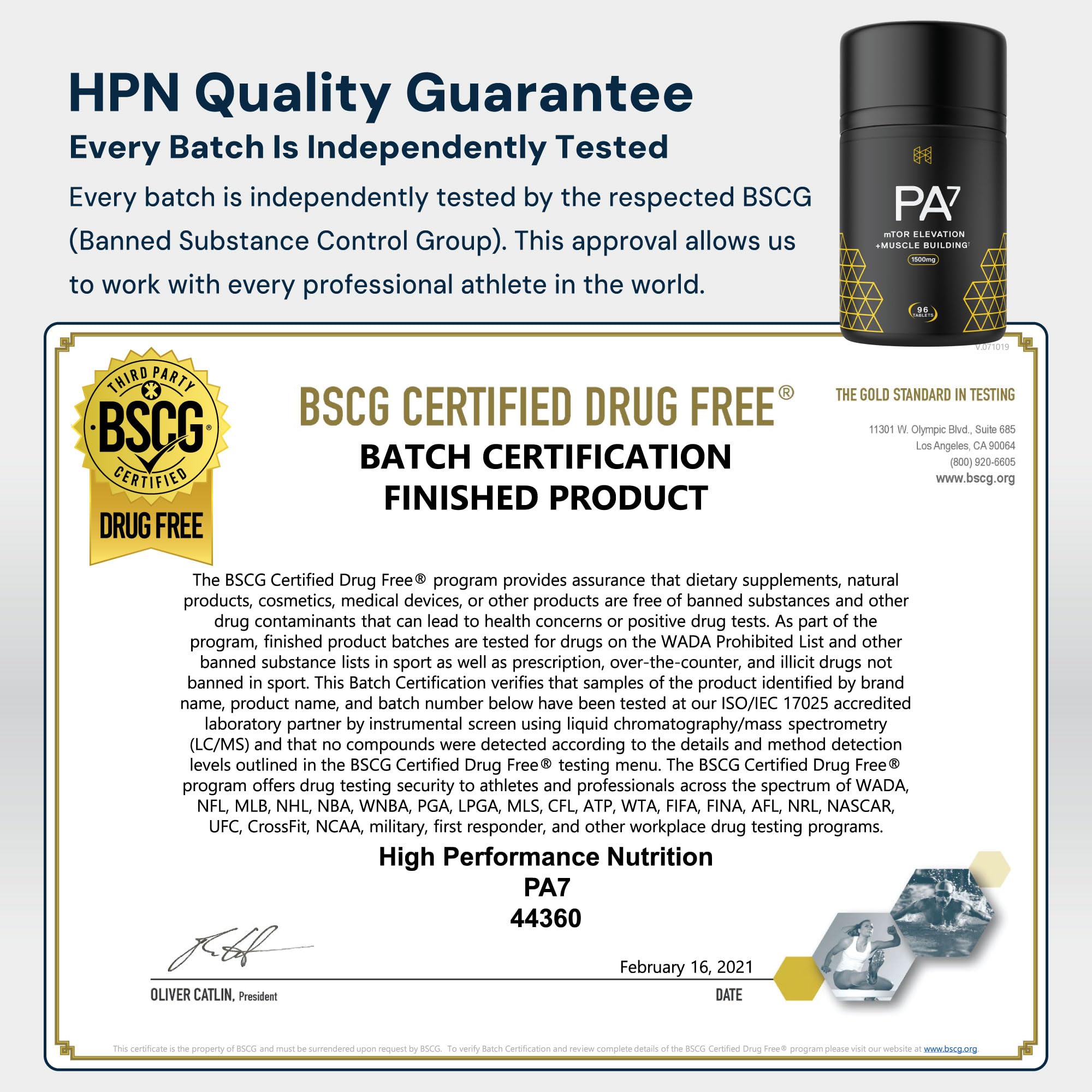 HPN PA(7) NSF Safe for Sport seal close-up