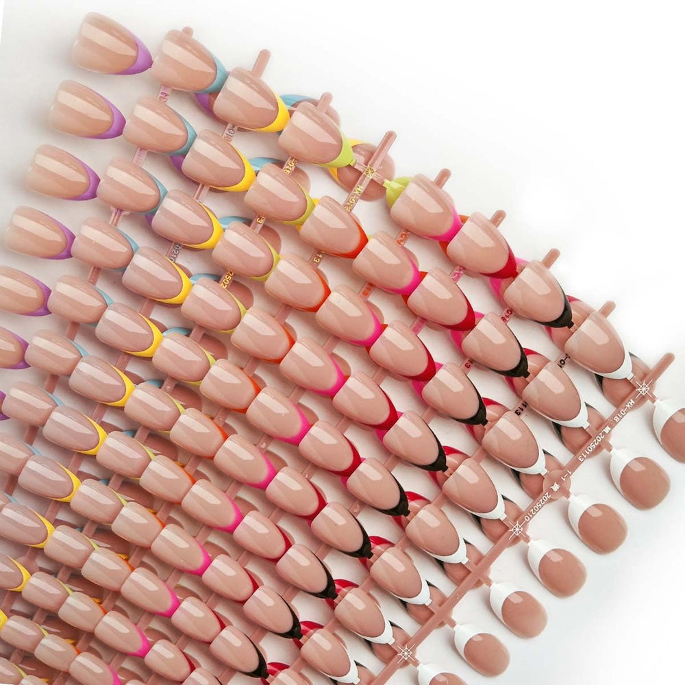 HPYFOI French tip press-on nails in almond shape for quick chic manicure