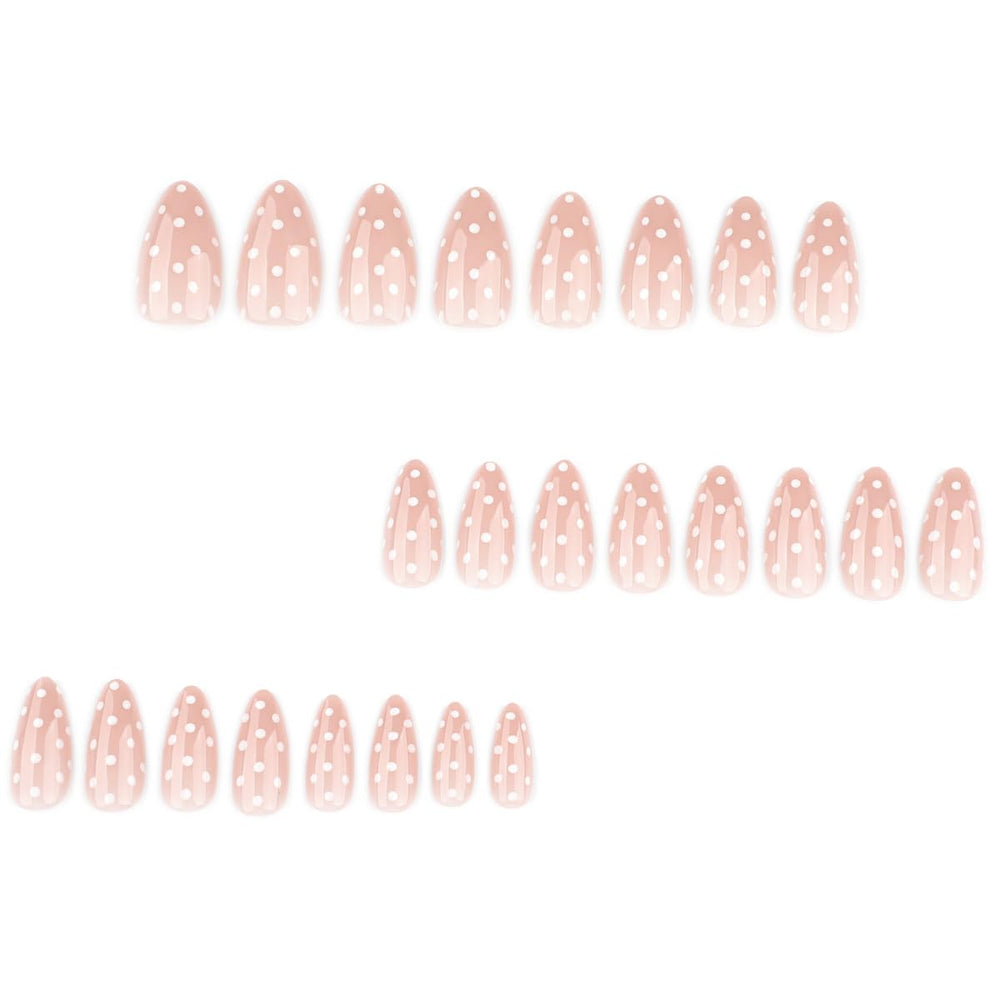 HPYFOI polka dot nails closeup showing crisp white dots for a playful look