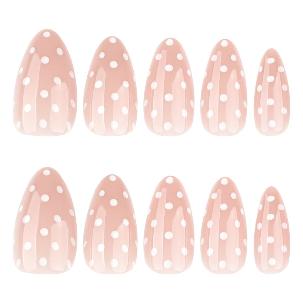 HPYFOI polka dot nails worn by model for chic everyday style
