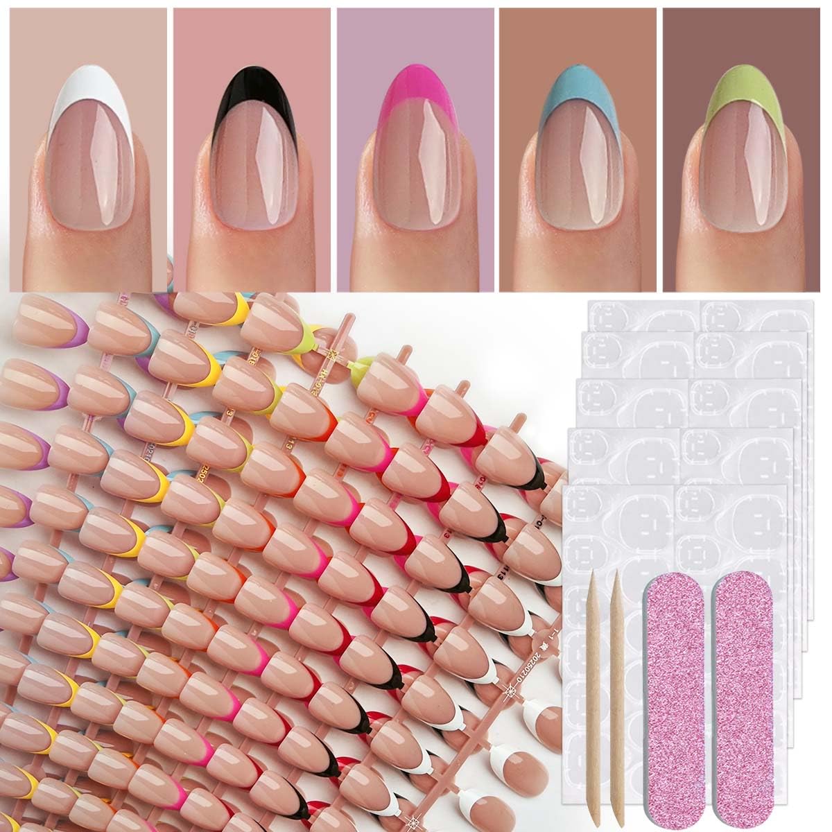 HPYFOI short almond nails press-on set ready for fast DIY manicure