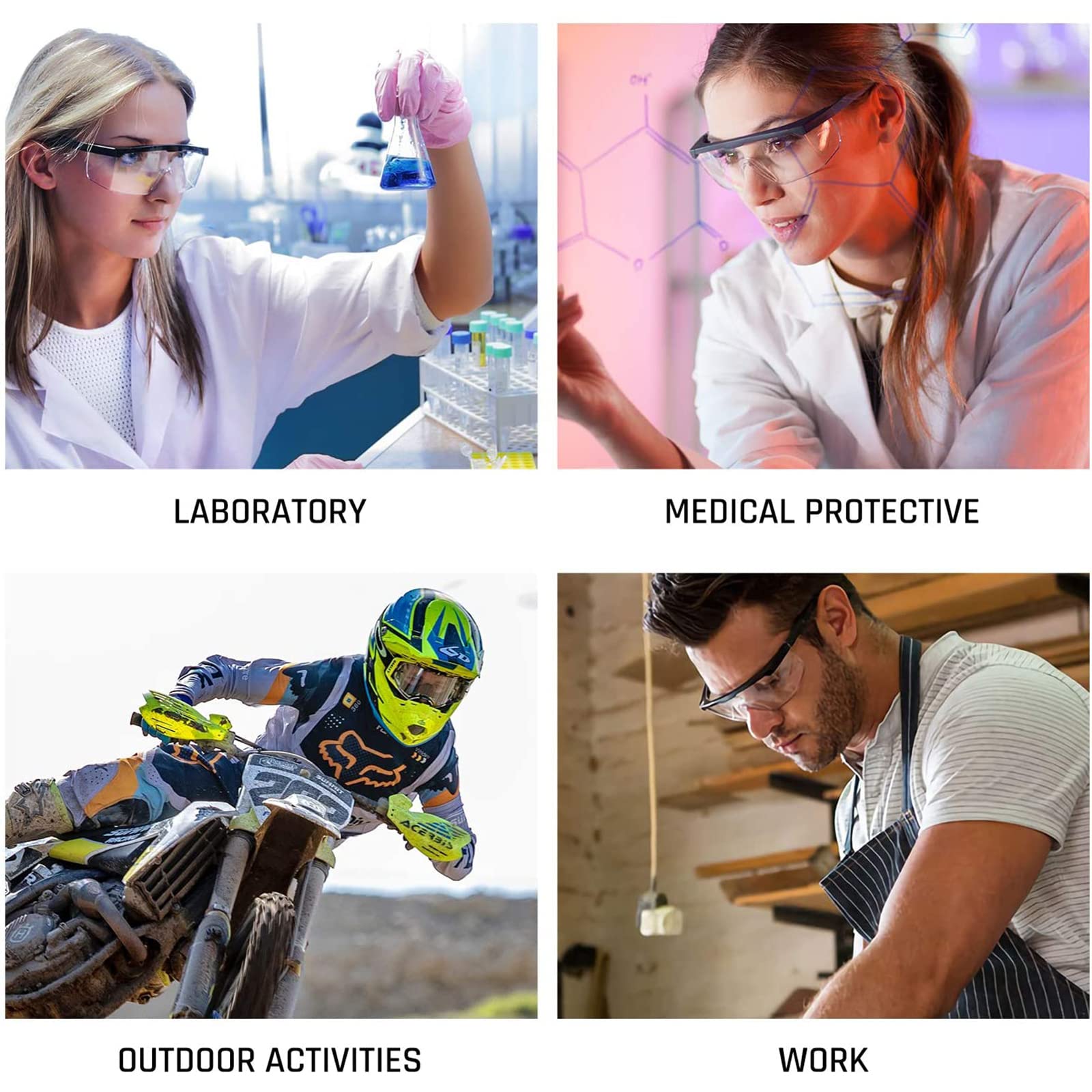 HPYNPES safety glasses with adjustable temples for a comfortable fit on all face sizes