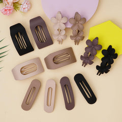 HQ-SITE flat-claw clip matte dark brown grips thick hair without slipping