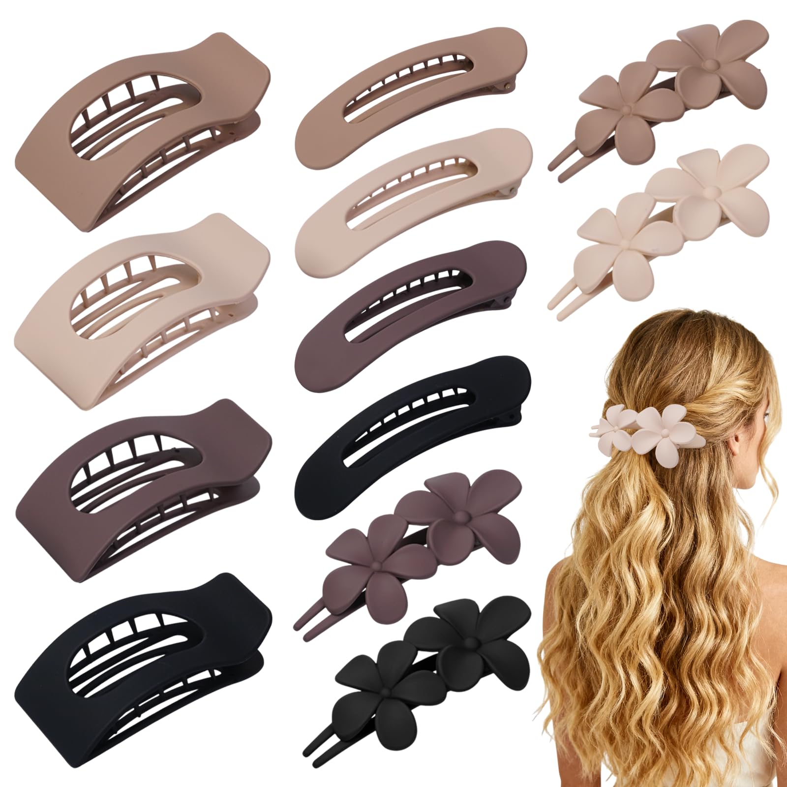 HQ-SITE square clip matte black provides secure all-day hold for everyday hairstyles