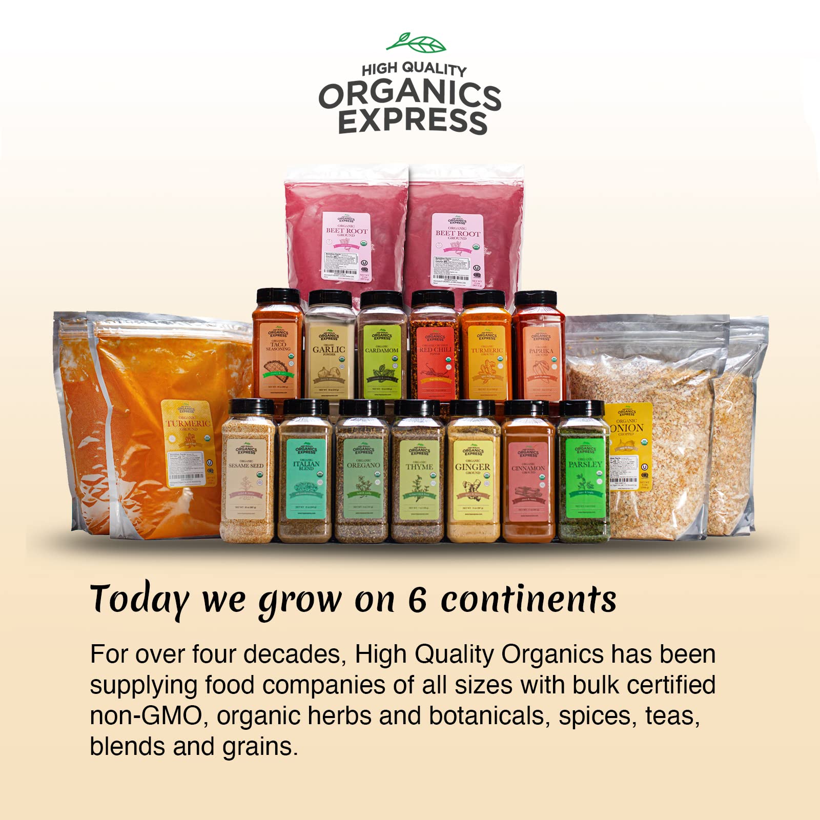 HQO container with ingredients label signals sustainable sourcing from 40+ countries