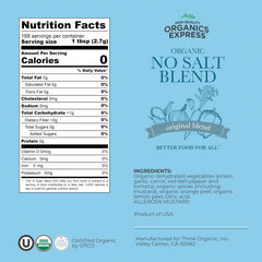 HQO Organic No Salt Seasoning label close-up highlighting 21 ingredients