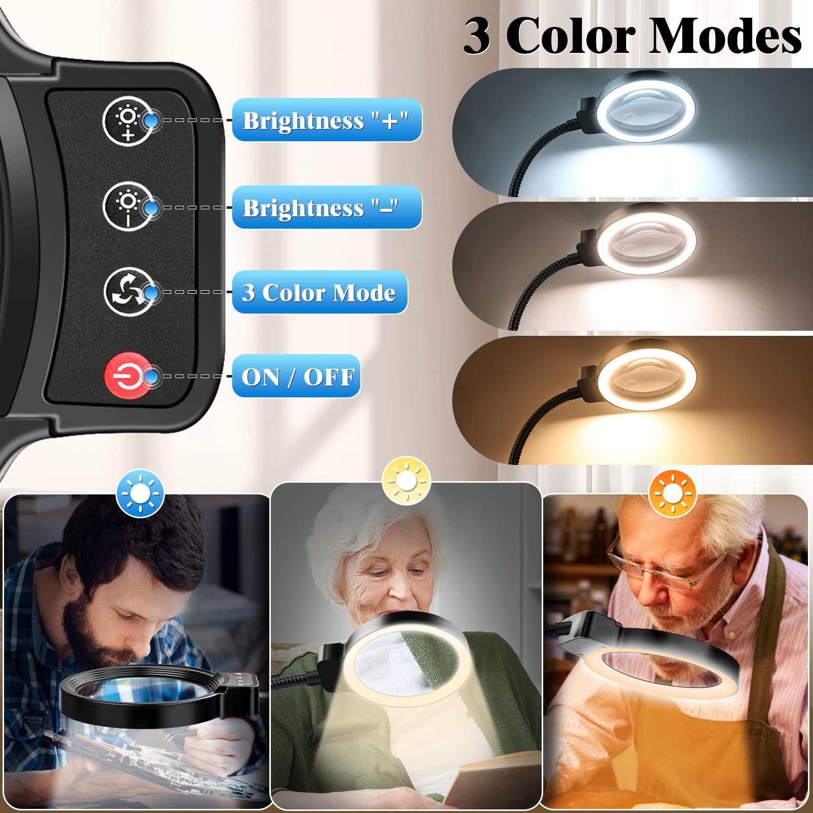 HQGZQL gooseneck enables flexible, 360-degree positioning for versatile viewing angles.