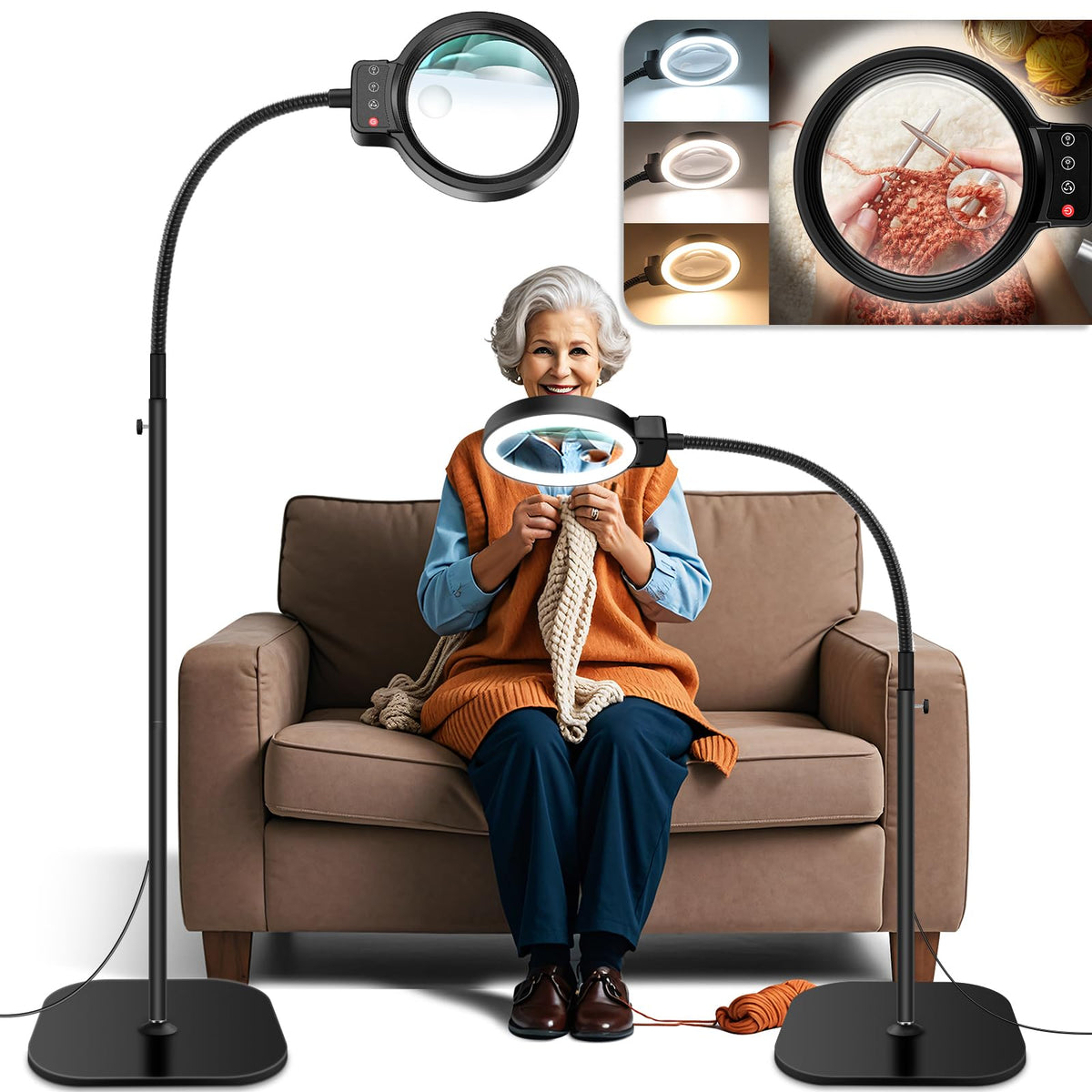 HQGZQL 30x-10x floor magnifier with light for precise close work