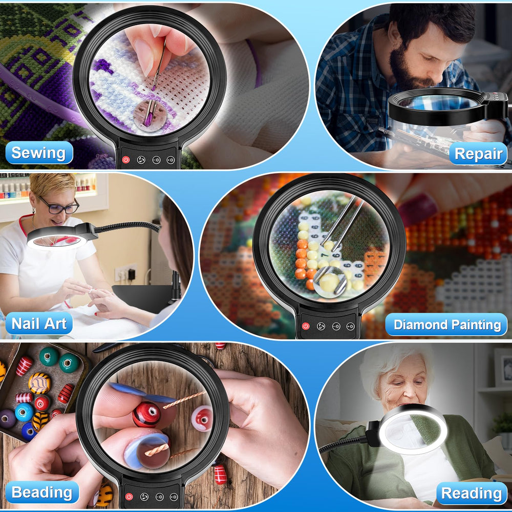 HQGZQL hands-free magnification ideal for sewing, painting, and electronics repair.