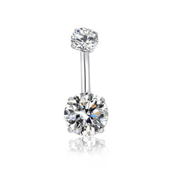 HQLA belly button ring clear CZ top 5mm sparkle, ideal daily wear.
