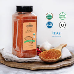 HQO Organic Taco Seasoning packaging bulk box emphasizes sustainability and convenience