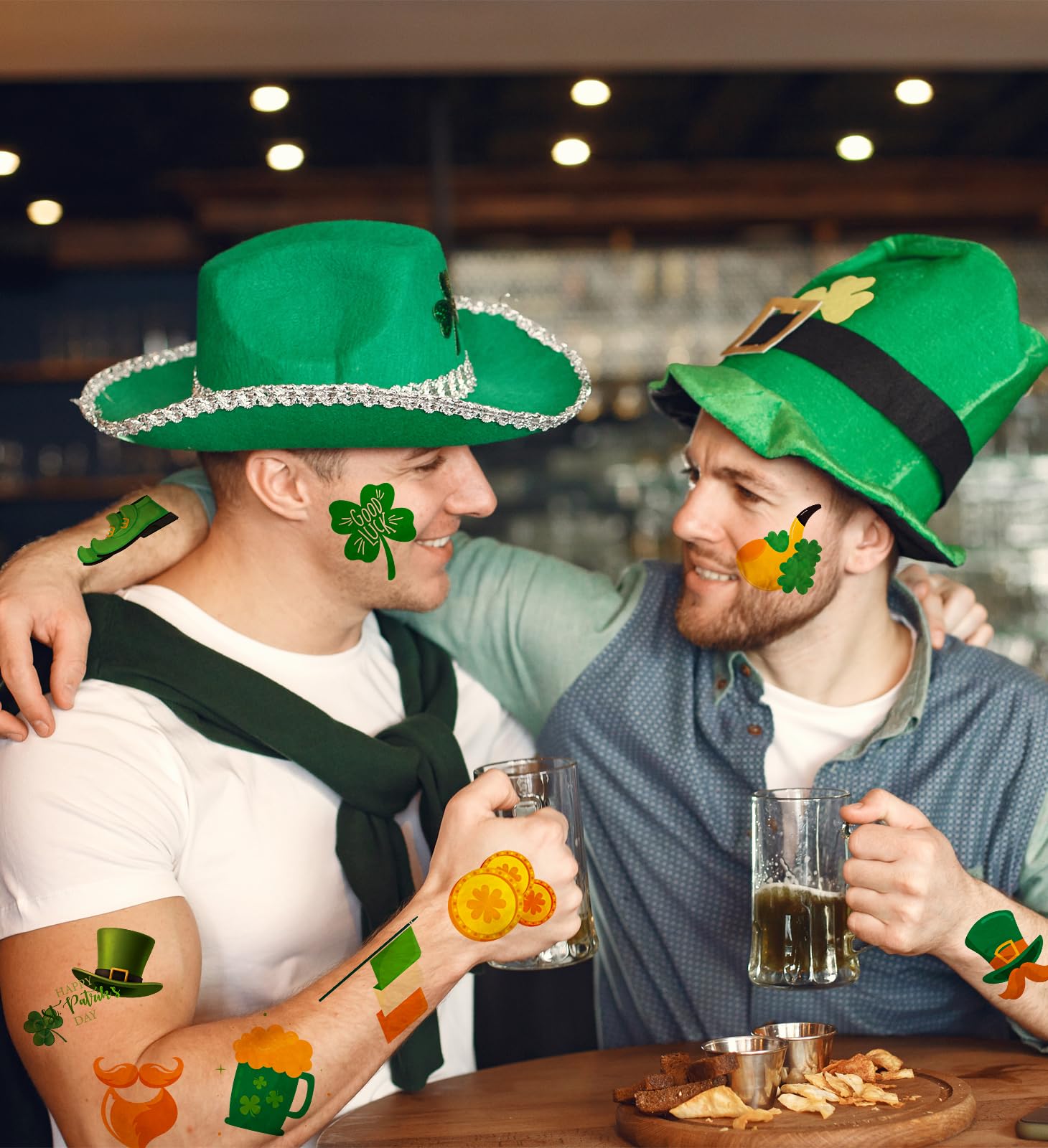 HSHFAMIIY St Patrick's green beer tattoo for festive vibes.