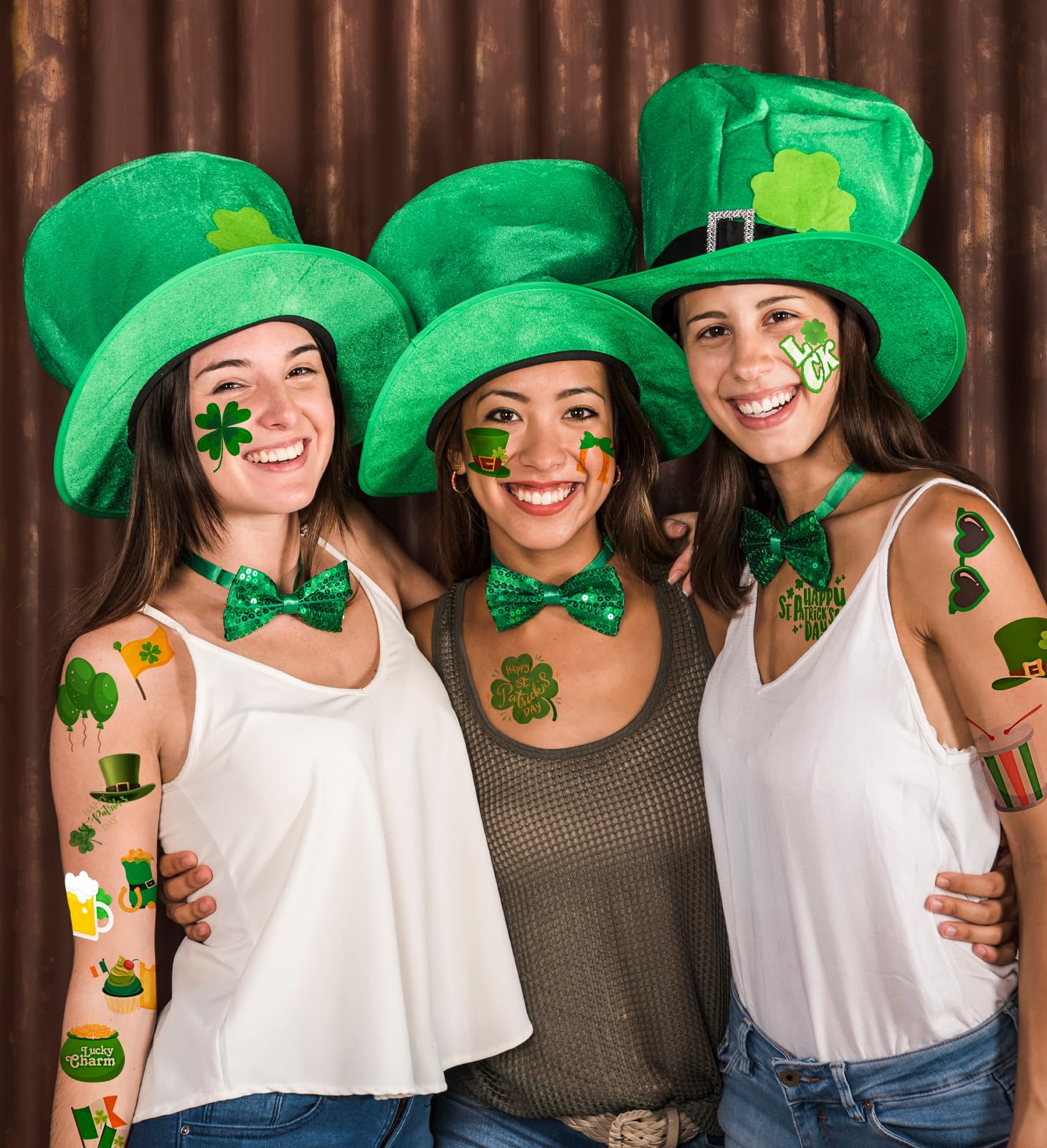 HSHFAMIIY St Patrick's Irish flag tattoo to complement costumes.