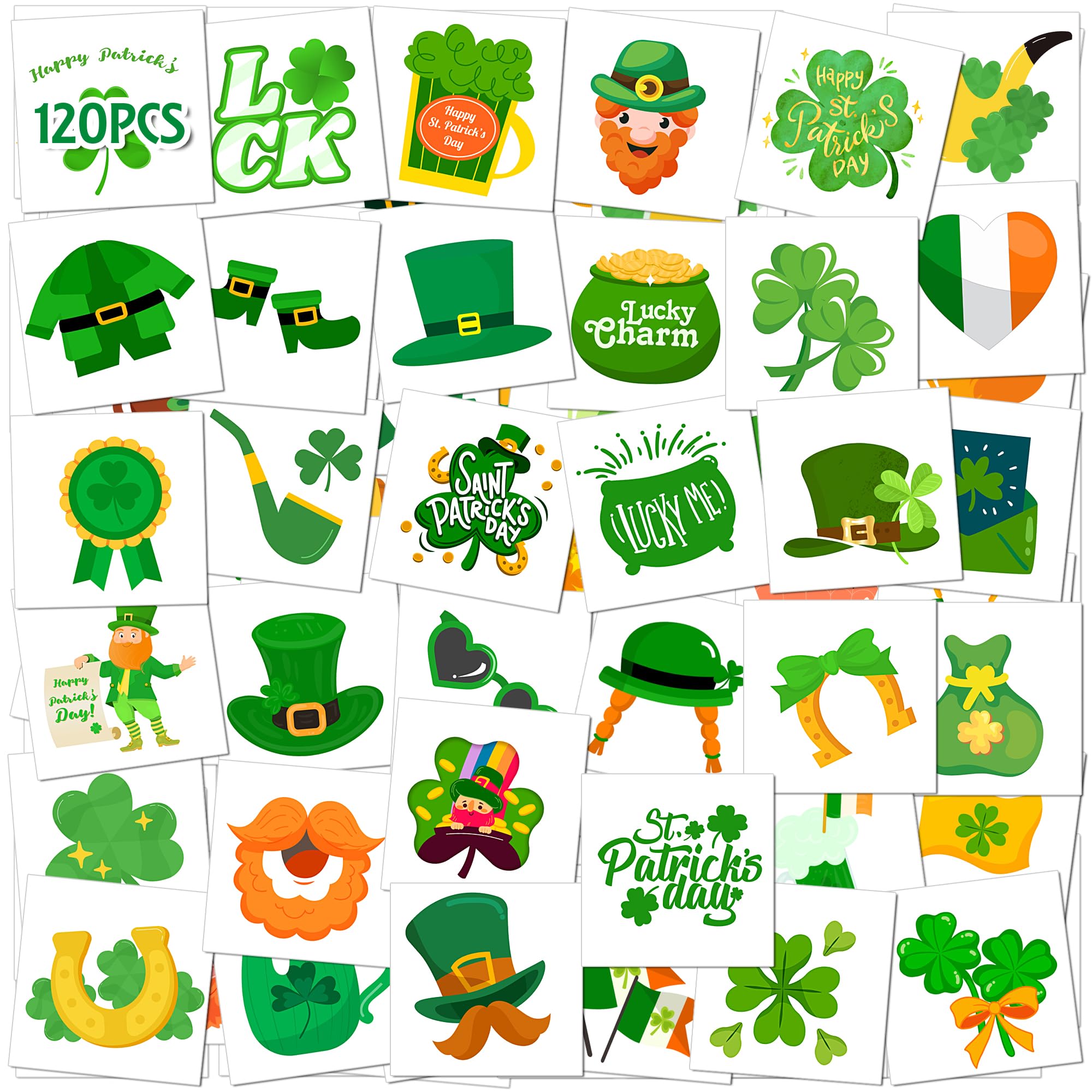 HSHFAMIIY St Patrick's shamrock tattoo on arm for family-friendly party fun.