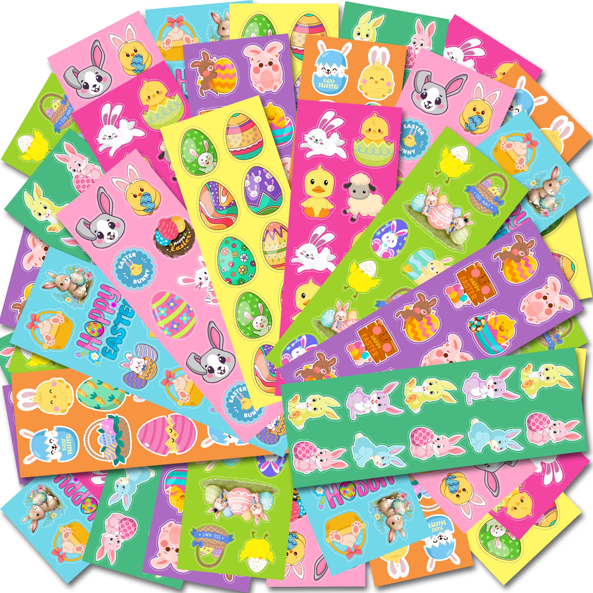 HSHFAMIIY Easter stickers with egg and bunny themes for Easter baskets